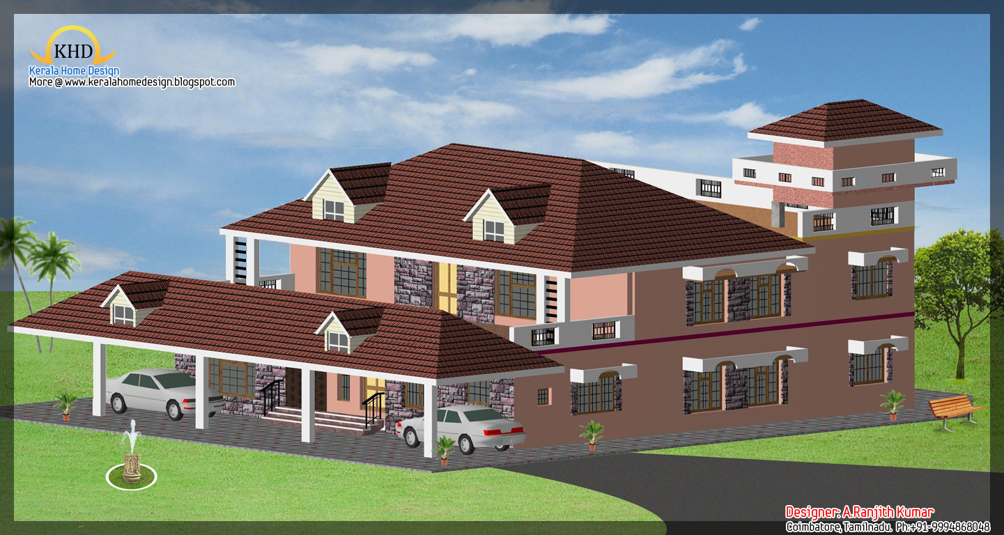 3 House  Elevations  over 2500  Sq  Ft  Kerala  home  design  