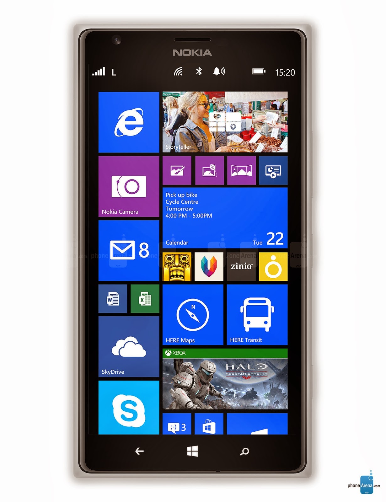 nokia lumia 1520 phablet pictures, front view, back view, side views, dimensions