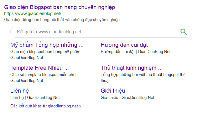 Thêm dữ liệu có cấu trúc Website Schema cho blogspot