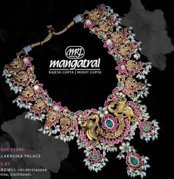 Latest Peacock Kundan Set by Mangatrai Jewellers