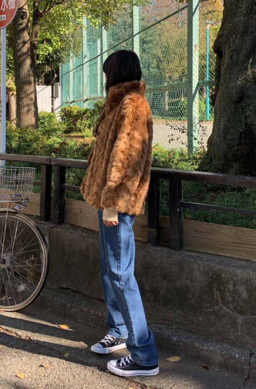 Brown Faux Fur High Neck Jacket