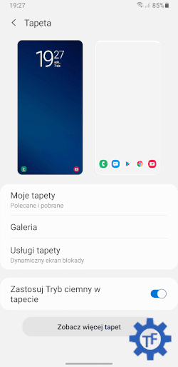 Sekcja tapeta w ustawieniach telefonu Samsung