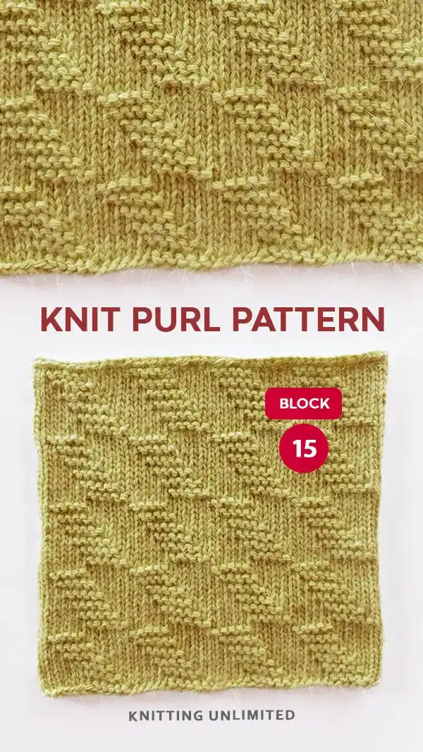 Horizontal pattern is created by alternating knit and purl stitches in the same row.