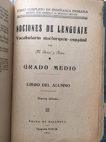 Vocabulario mallorquín español , nociones de lenguaje , 1947, 