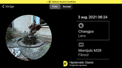 Screenshot Hipstamatic-instellingen Changpa + Montjuïc M29