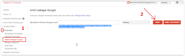Langkah-langkah submit Url ke google webmaster tools