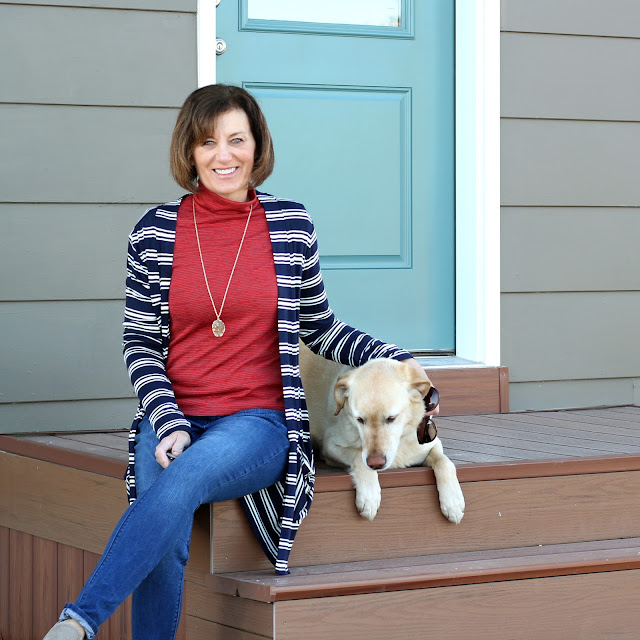 Nikko Top from Mood Fabrics' jersey knit worn with my Blackwood Cardigan