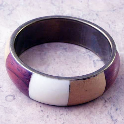 Bone and wood chunk bangle - modern