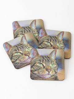 cat art coasters