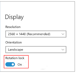 Windows 10, Display settings, Orientation lock