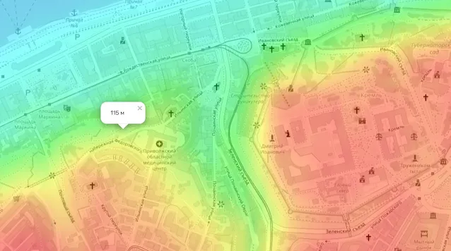 Топографическая карта города