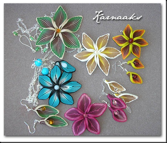 fimo flower pendants