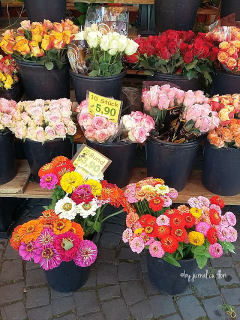 stand cu flori in piata din Frankfurt