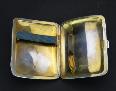 ANTIQUE 20thC ART DECO SOLID SILVER SECRET COMPARTMENT CIGARETTE CASE c.1925 