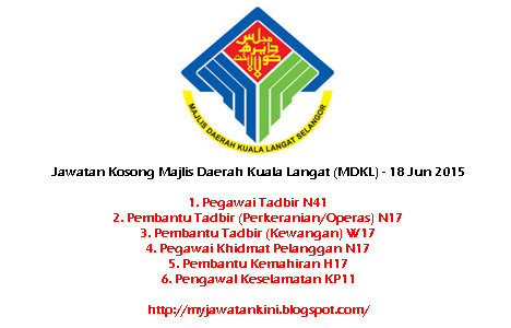 Jawatan Kosong Majlis Daerah Kuala Langat (MDKL) - 18 Jun 