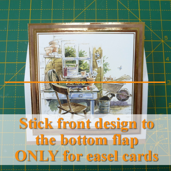 Stick the main greeting card design to the bottom flap only for easel cards