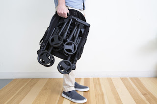 folded up lightweight stroller