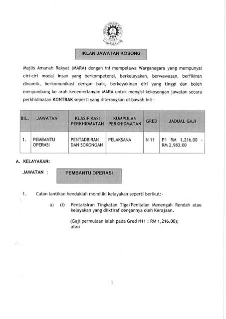 Jawatan Kosong MARA di MRSM Semporna, Sabah  Pengajar