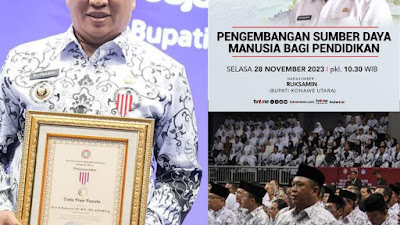 Bupati Konawe Utara Raih Penghargaan Prestisius Dwija Praja Nugraha dari PGRI