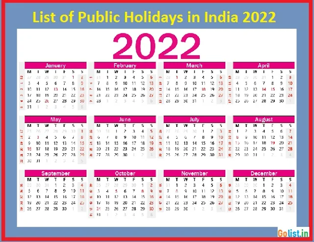 Gazetted Holidays List 2022