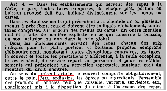 Arrêté de 1967 - extrait du journal officiel