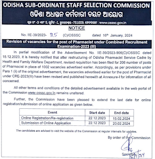 OSSSC Pharmacist Vacancy 2024