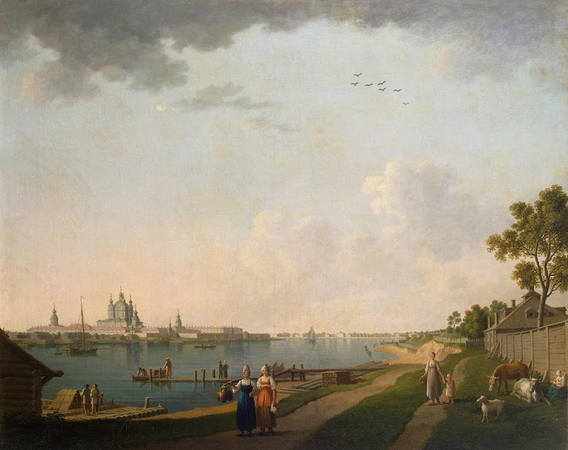 View of the Smolny Convent from the Okhta by Benjamin Paterssen - Cityscape, Landscape Paintings from Hermitage Museum