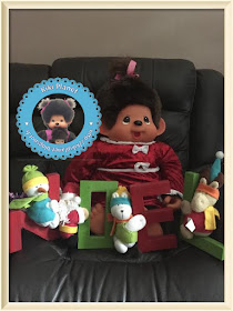 Wendy la Monchhichi géante 80 cm, Noël, sapin, sekiguchi, kiki, le kiki de tous les Kiki