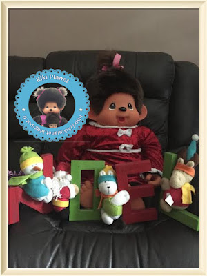 Wendy la Monchhichi géante 80 cm, Noël, sapin, sekiguchi, kiki, le kiki de tous les Kiki