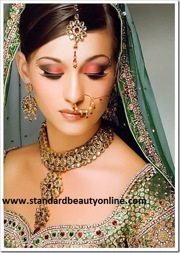 Indian Bridal Dress Light Green with Light Makeup
