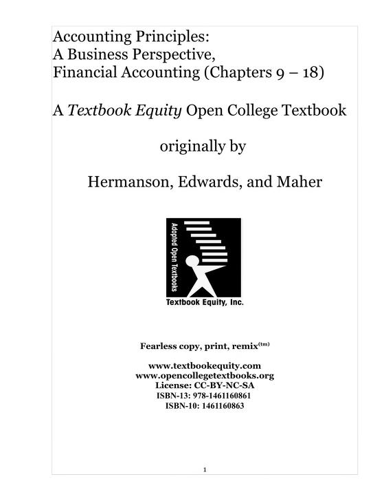 Accounting Principles: A Business Perspective Book Free Download