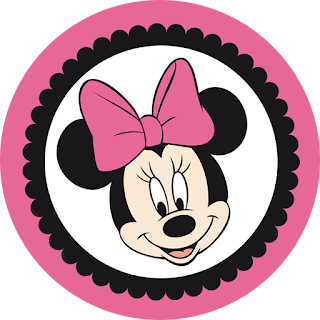 Toppers o Etiquetas de Minnie Rosa y Negro para imprimir gratis.