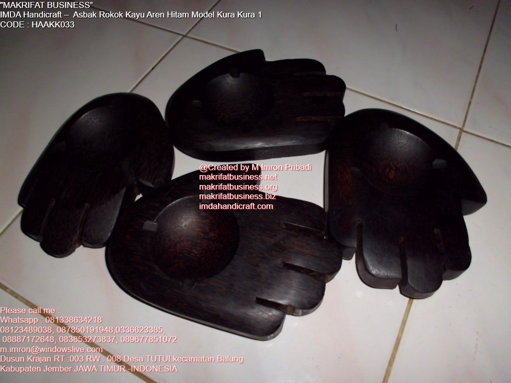  Kerajinan  Handicraft Asbak  Kayu Aren Hitam Model Tangan  