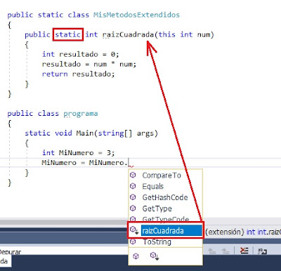 Métodos extendidos en C#