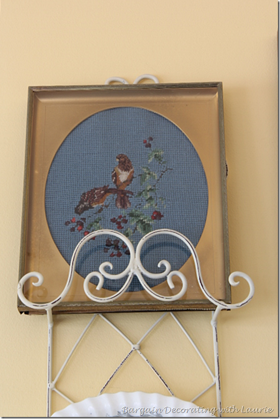 Needlepoint bird and flowers for Summer Decor