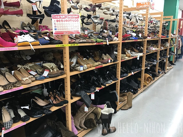 Shoe rack at Japan thrift store