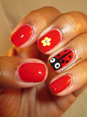 red, ladybug, drunk ladybug, Sinful Colors Ruby Ruby, husband painted, nails, nail art, nail design, mani