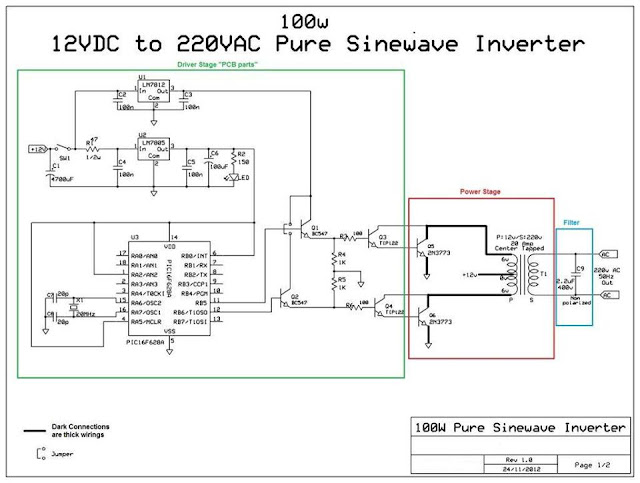 100w 12vdc to 220vac pure sinewave inverter