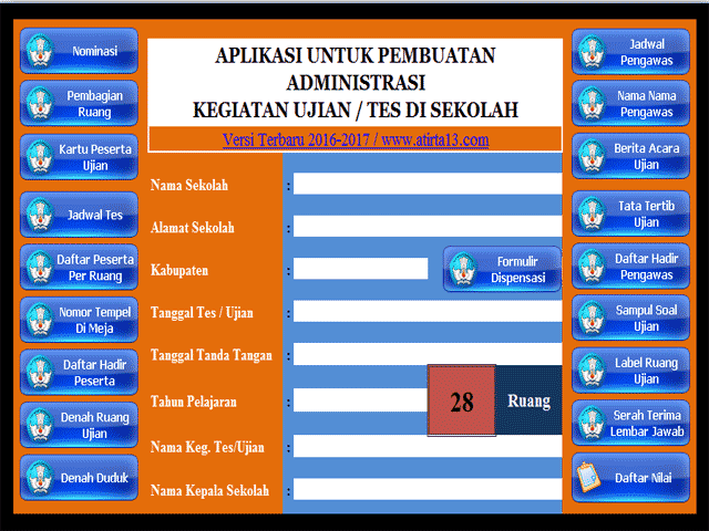 Aplikasi Pembuatan Administrasi Ujian Sekolah Versi Terbaru  SEKOLAH