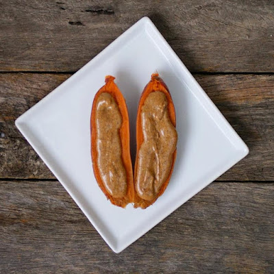 Sweet Potato with Almond Butter - Healthy Snack Ideas Gluten Free