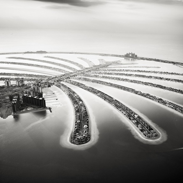 Black and White Photography of Dubai's-Palm-Islands