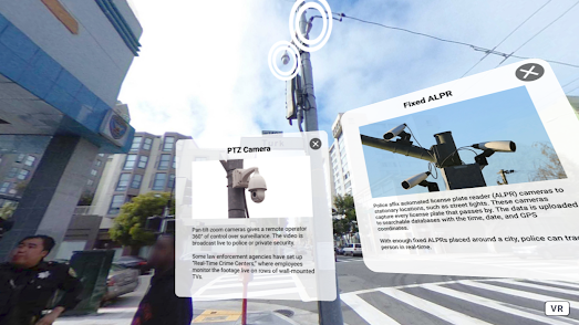 A street in San Francisco with CCTV, licence plate readers and other surveillance equipment on view