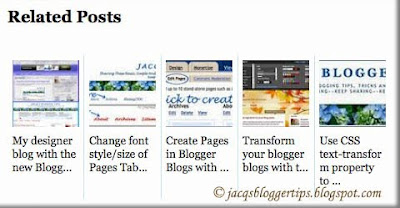 Screen shot of Related Posts with thumbnails widget by Aneesh of Blogger Plugins