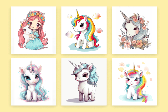 Unicorn cubs with rainbow color hair free download