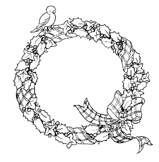decorated Christmas wreath coloring page for children(kids) to draw colors free religious images and Christian Christmas photos download