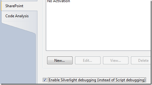 Enabling Silverlight Debugging from a SharePoint project