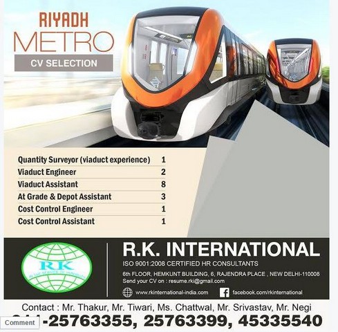 Riyadh Metro large job vacancies