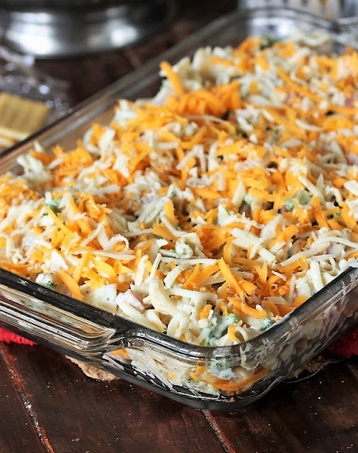 Cheesy Ham & Broccoli Casserole with Shredded Cheese Topping Image