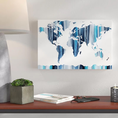 Blue World Map Silhouette by artist illustrator Irina Sztukowski 