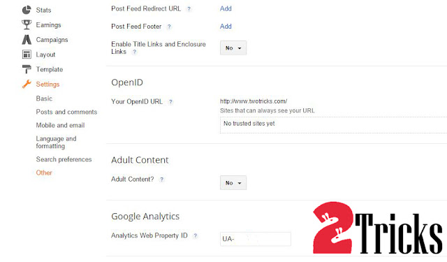 Install Google Analytics on blogger